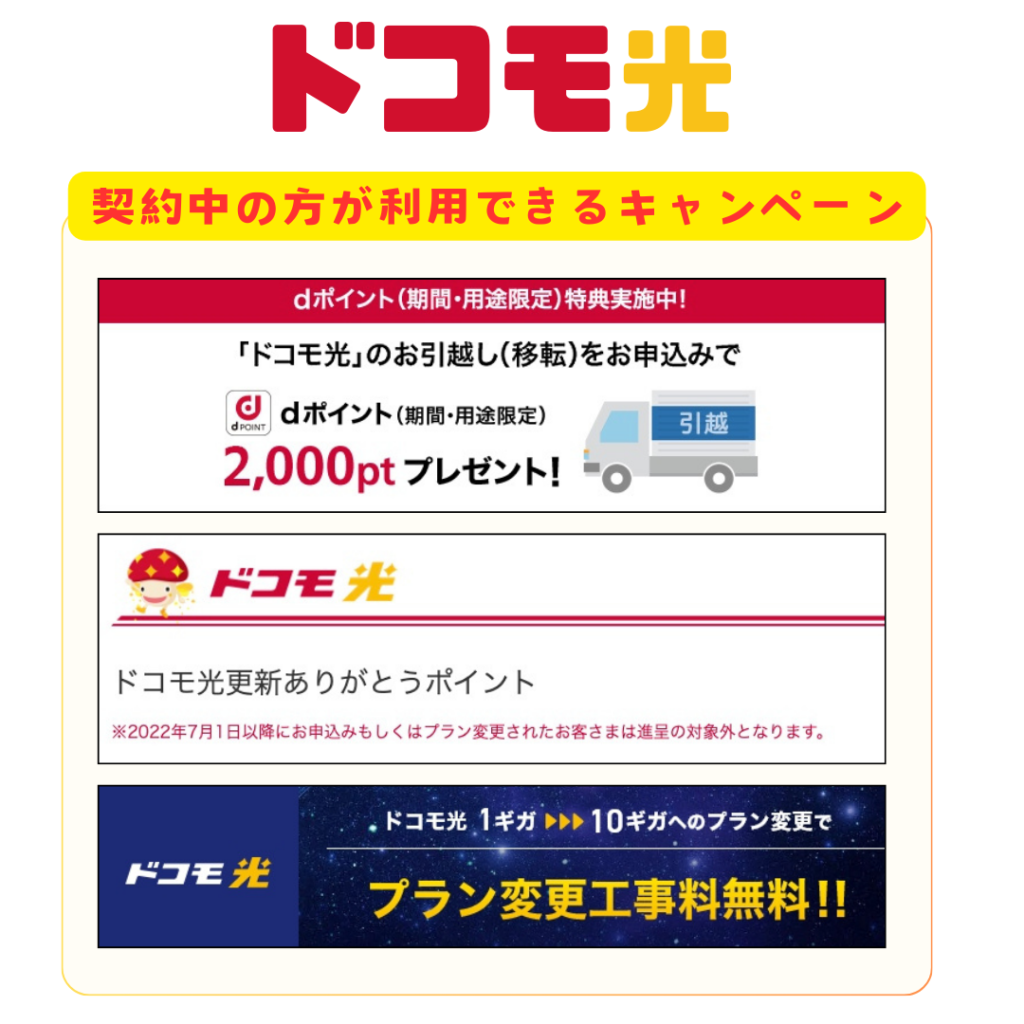 ドコモ光契約中の方が利用できるキャンペーン