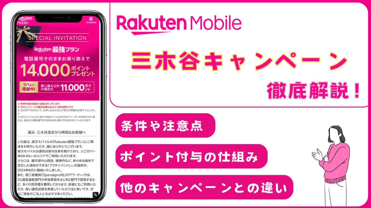 楽天モバイルの三木谷キャンペーンで最大14,000ポイント還元