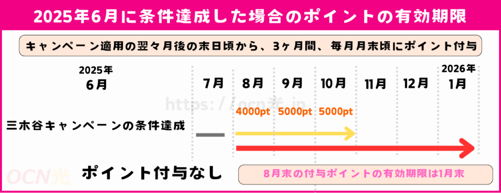ポイントには6ヶ月間の有効期限がある