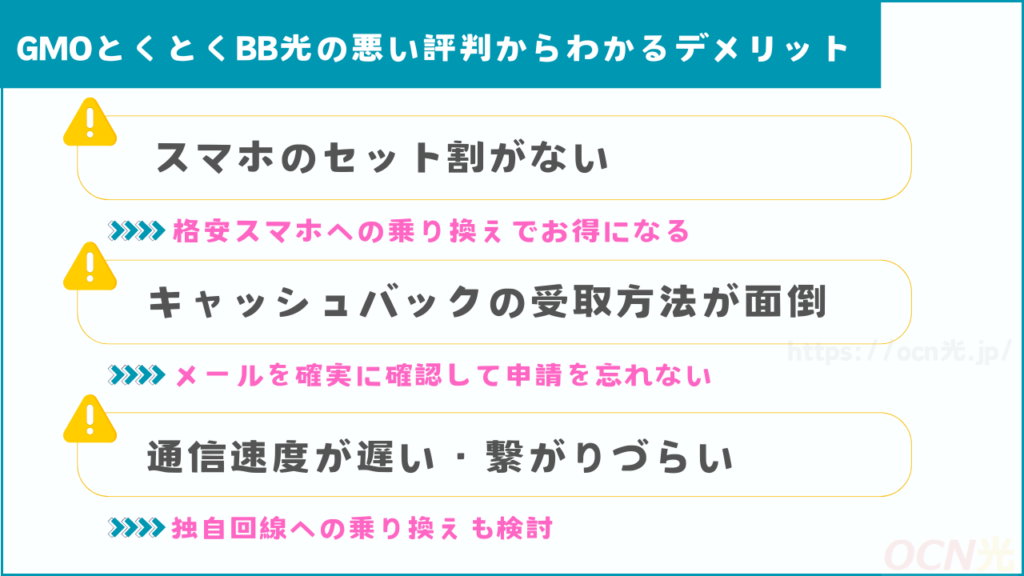 GMOとくとくBB光の悪い評判からわかるデメリット