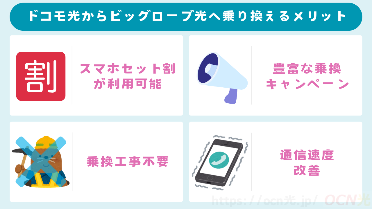 ドコモ光からビッグローブ光へ乗り換えるメリット